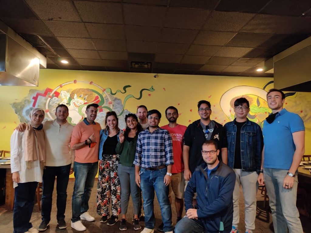 Group picture of people at a restaurant